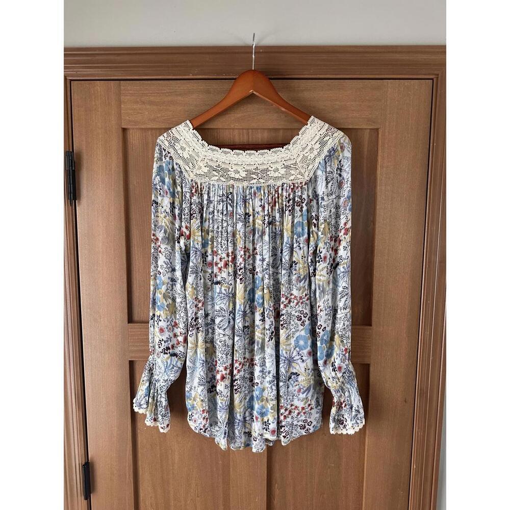 Sundance Floral Lace Peasant Tunic Top Blouse Women’s size Medium - Picture 5 of 9